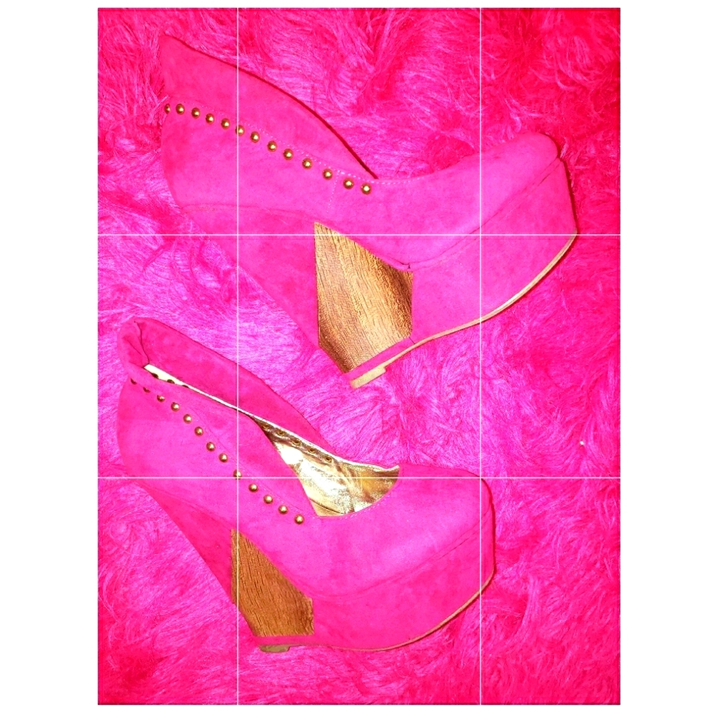 Fuchsia Pink Mary Jane's w/Gold Rivets